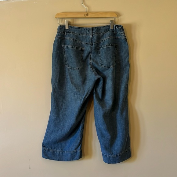 J Jill Chambray Cropped Pants Size 8 - Picture 4 of 5